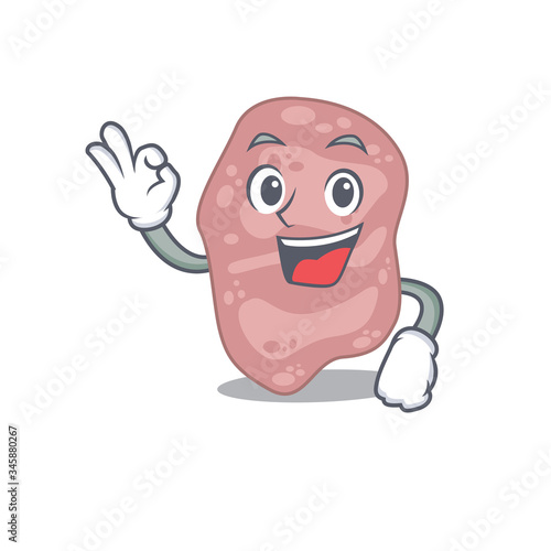 Verrucomicrobia mascot design style with an Okay gesture finger