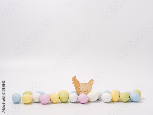 gift set of easter colored eggs on a white background