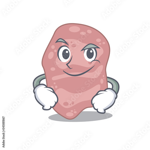 A mascot design of verrucomicrobia having confident gesture