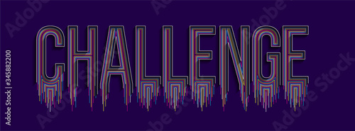 Challenge Calligraphic line art Text shopping poster vector illustration Design.