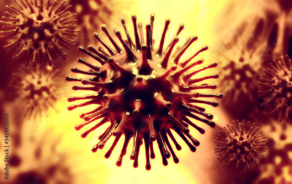 3d illustration of a Influenza Virus H1N1

