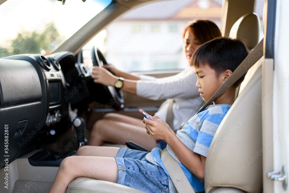 Safety belt in a car with children. Safety belt in a car with children.