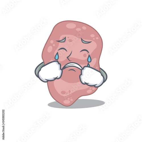 Cartoon character design of verrucomicrobia with a crying face photo