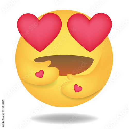 Emoji, Emoticon vector, Round Yellow cartoon smiling heart love design for use in chat, email, massage and comment.