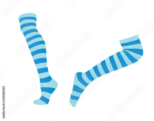 Striped long socks. vector illustration