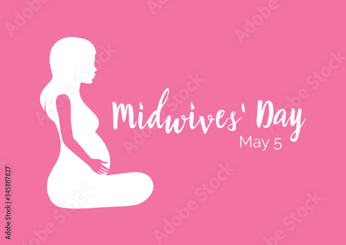 International Midwives' Day vector. Pregnant woman kneeling icon. Silhouette of pregnant woman vector. Abstract pregnant woman icon. Midwives Day Poster, May 5. Important day