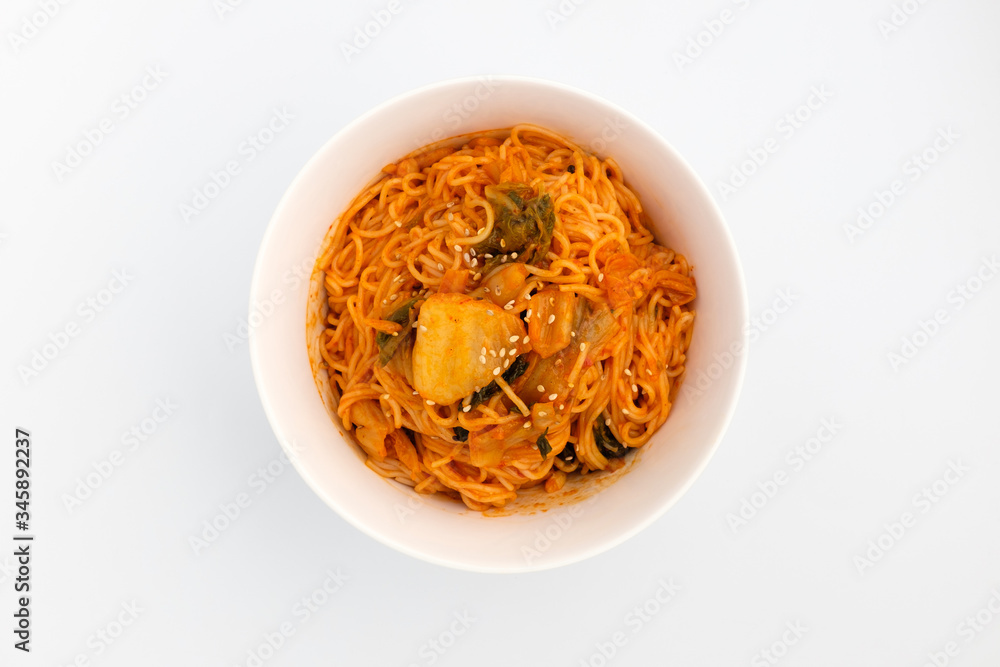 Red seasoned noodles with background Red seasoned noodles with background