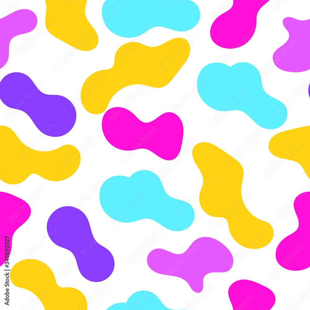 Seamless pattern with abstract multicolored spots on a white background, bright colors, simple children's vector illustration. Colorful print can be used for textile, fabric, wrapping, wallpaper etc. Seamless pattern with abstract multicolored spots on a white background, bright colors, simple children's vector illustration. Colorful print can be used for textile, fabric, wrapping, wallpaper etc.