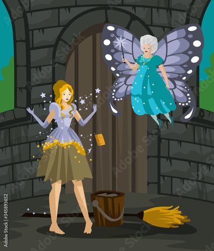 Cinderella fairy tale with magical dress 