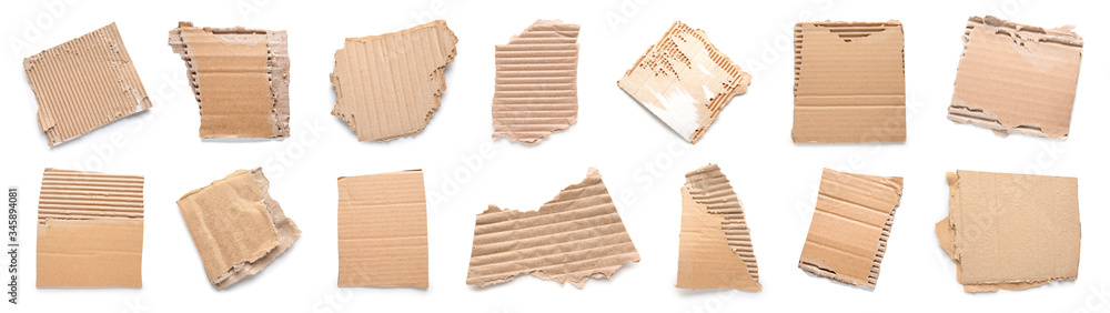 Many pieces of cardboard on white background