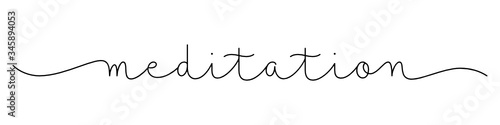 MEDITATION black vector monoline calligraphy banner with swashes