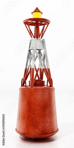 Sea buoy isolated on white background. 3D illustration