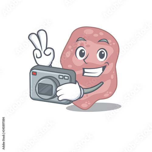 Verrucomicrobia mascot design as a professional photographer working with camera photo