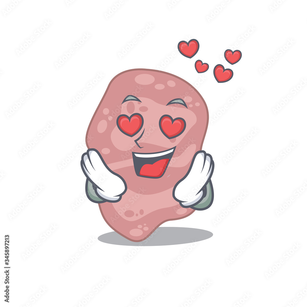 Cute verrucomicrobia cartoon character has a falling in love face Cute verrucomicrobia cartoon character has a falling in love face