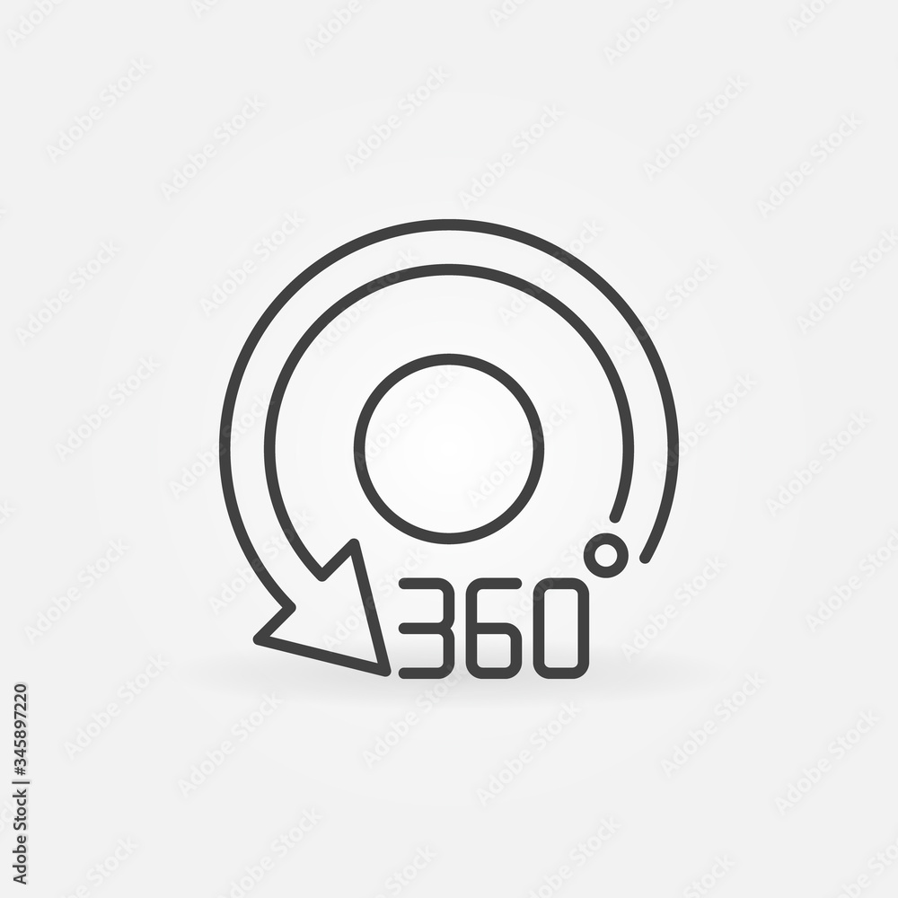 360 degrees arrow rotation linear concept symbol or icon 360 degrees arrow rotation linear concept symbol or icon