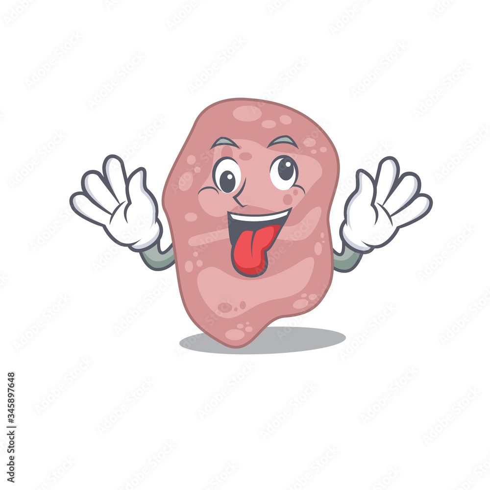A cartoon design of verrucomicrobia having a crazy face A cartoon design of verrucomicrobia having a crazy face