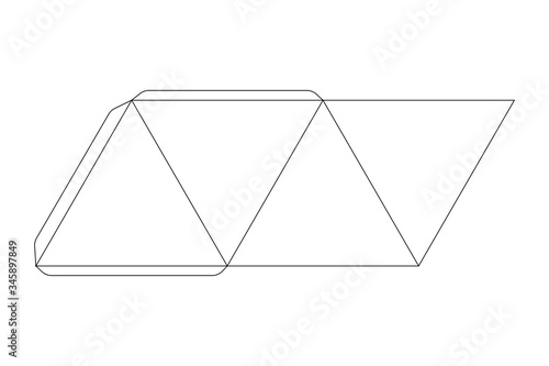 Paper pyramid template, trim scheme on white