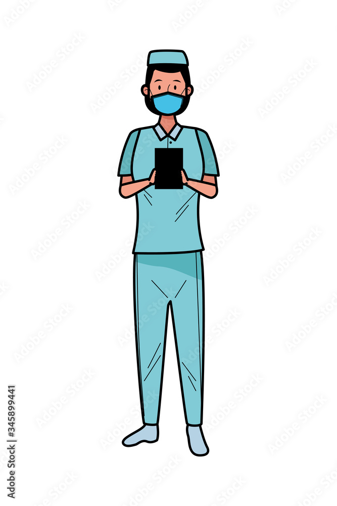 nurse female worker using face mask for covid19