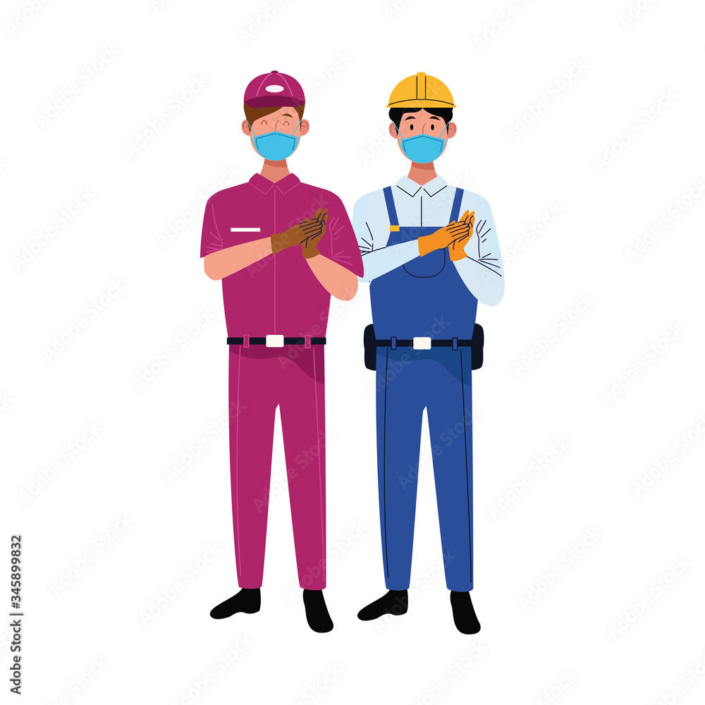 male workers using face masks for covid 19 male workers using face masks for covid 19