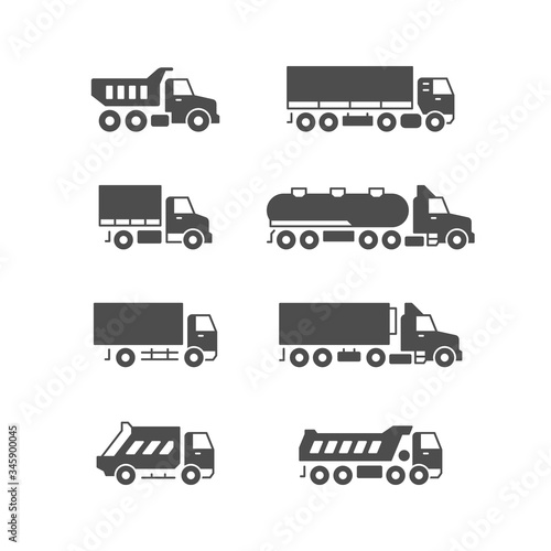 Set glyph icons of trucks