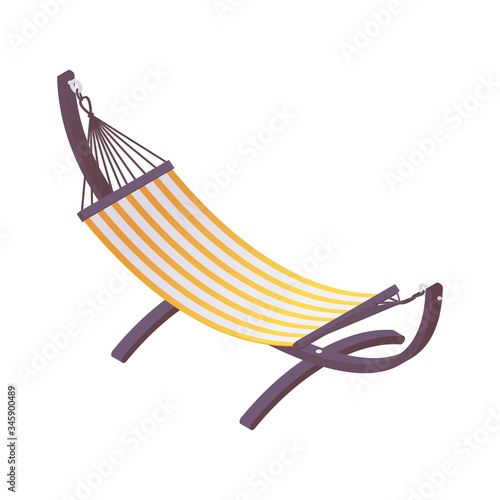 Isometric hammock on a stand for hotels, cottages, relaxation at sea