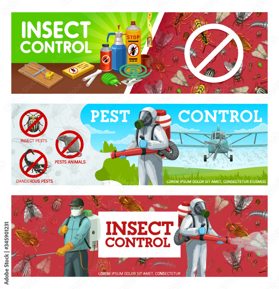 Pest control, disinfestation and deratization sanitary service vector