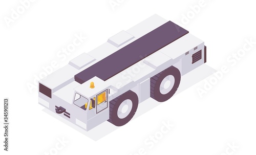 Isometric airfield tractor for towing aircraft during take-off with a tow hitch