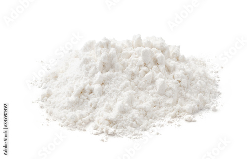 Pile of wheat flour isolated on white background