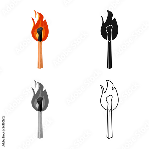Vector design of matchstick and blaze logo. Web element of matchstick and danger stock vector illustration.