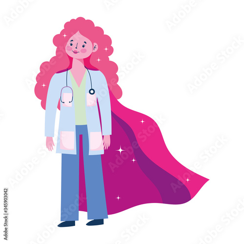 thanks doctor, female physician character with superhero cape