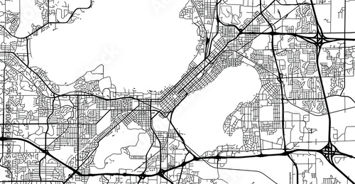 Urban vector city map of Madison, USA. Wisconsin state capital