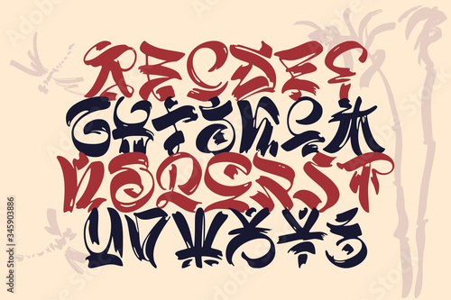 Vector calligraphic font set with sketched background
