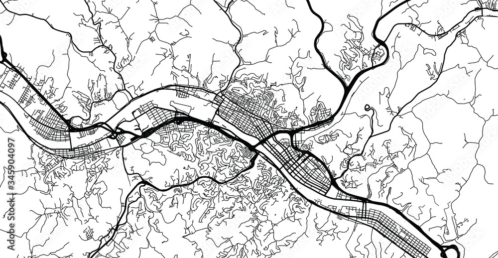 Fototapeta Urban vector city map of Charleston, USA. West Virginia state capital