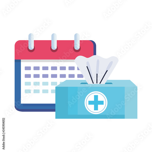 damp cloths pack with calendar vector illustration design