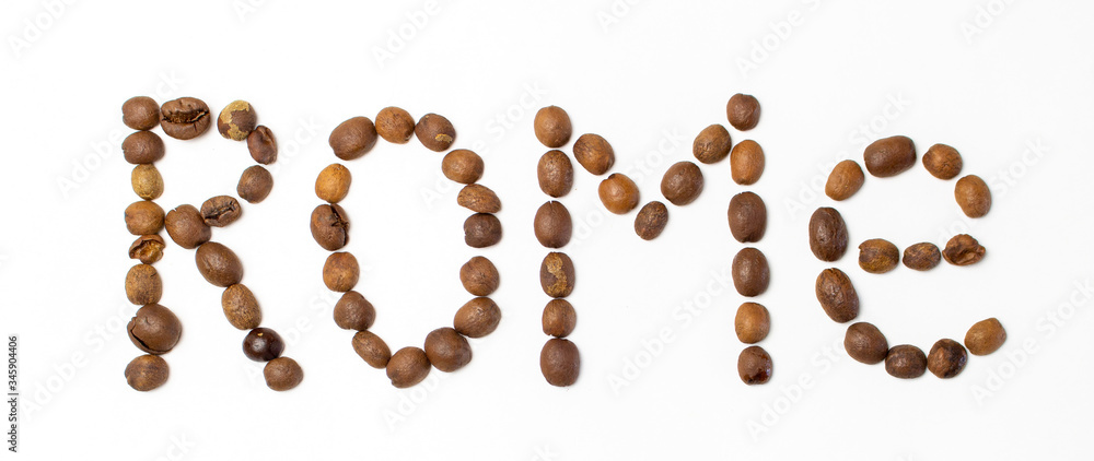 Rome written with coffee beans Rome written with coffee beans