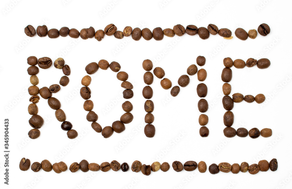 Rome written with coffee beans Rome written with coffee beans