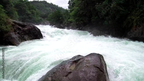 Arial view of heavy waterfalls rainy seasons