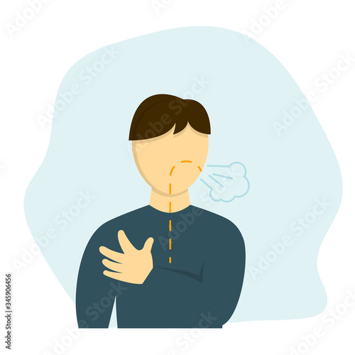 Man has shortness of breath vector illustration in flat design