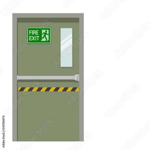 Isolate fire exit door on white background