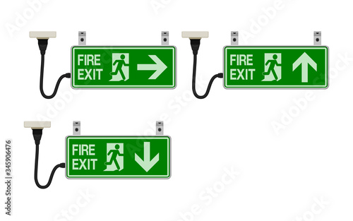 Isolate fire exit sign (ceiling type) on white background