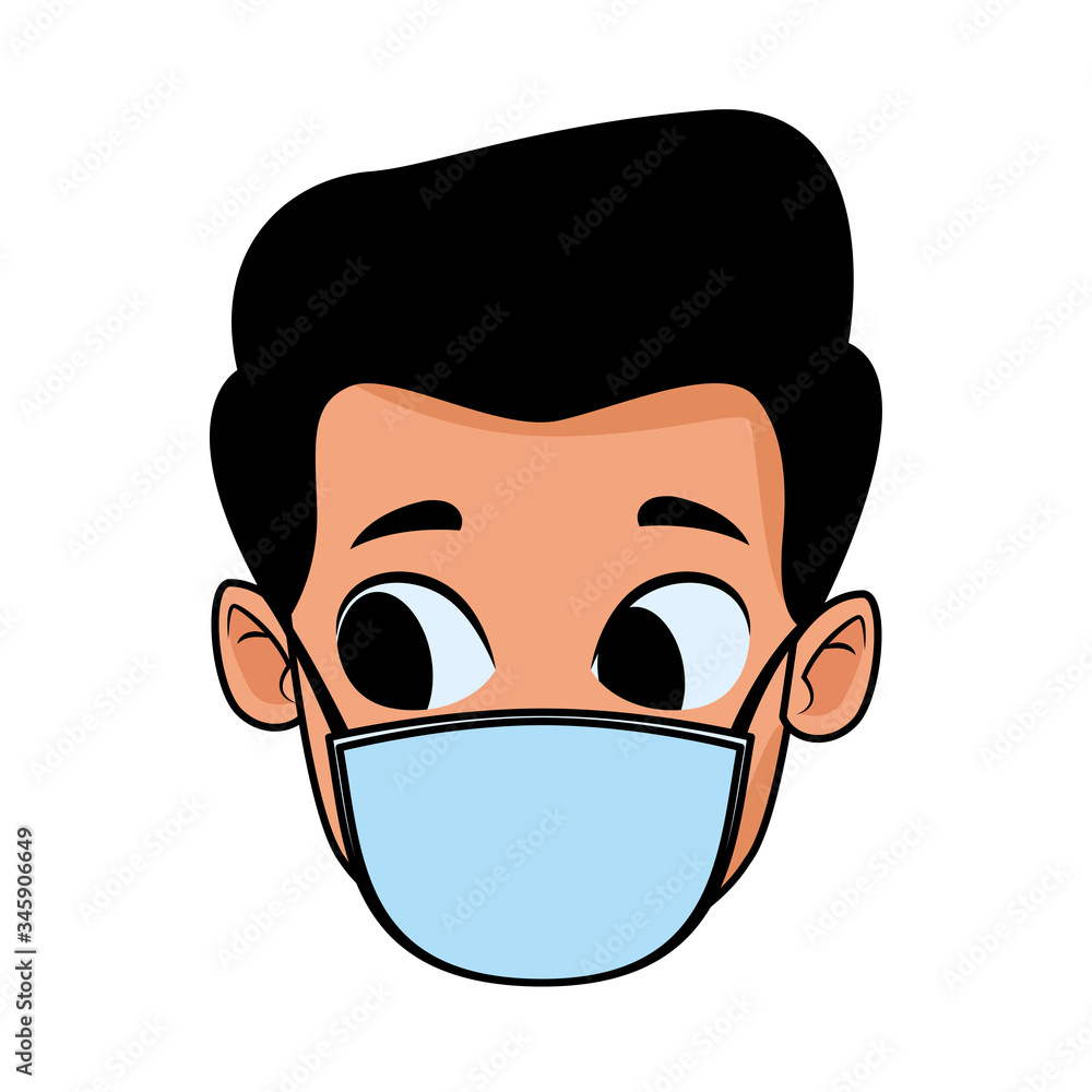 Fototapeta premium head little boy using face mask for covid19