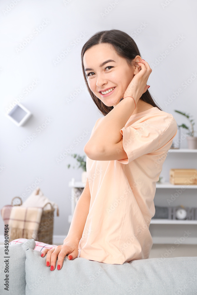 Portrait of beautiful young woman resting at home Portrait of beautiful young woman resting at home