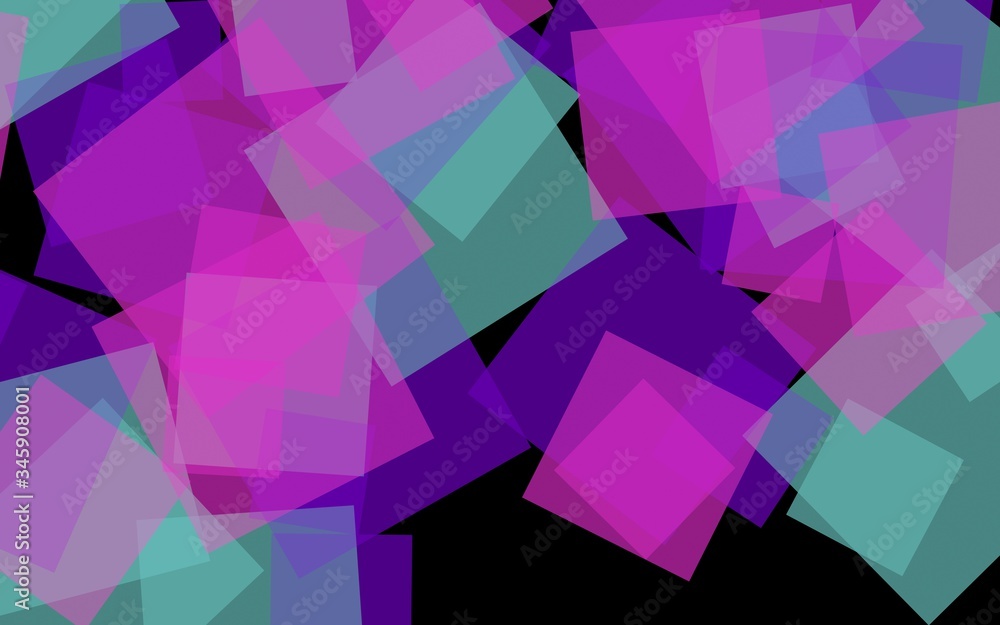 Fototapeta premium Multicolored translucent squares on dark background. Pink tones. 3D illustration