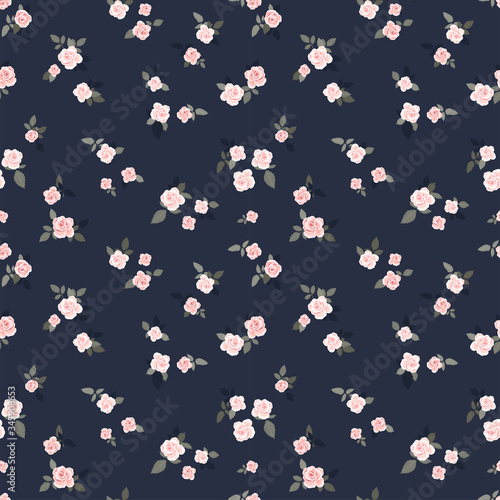Cute hand drawn roses seamless pattern, romantic background, great for textiles, banners, wallpapers, wrapping - vector design