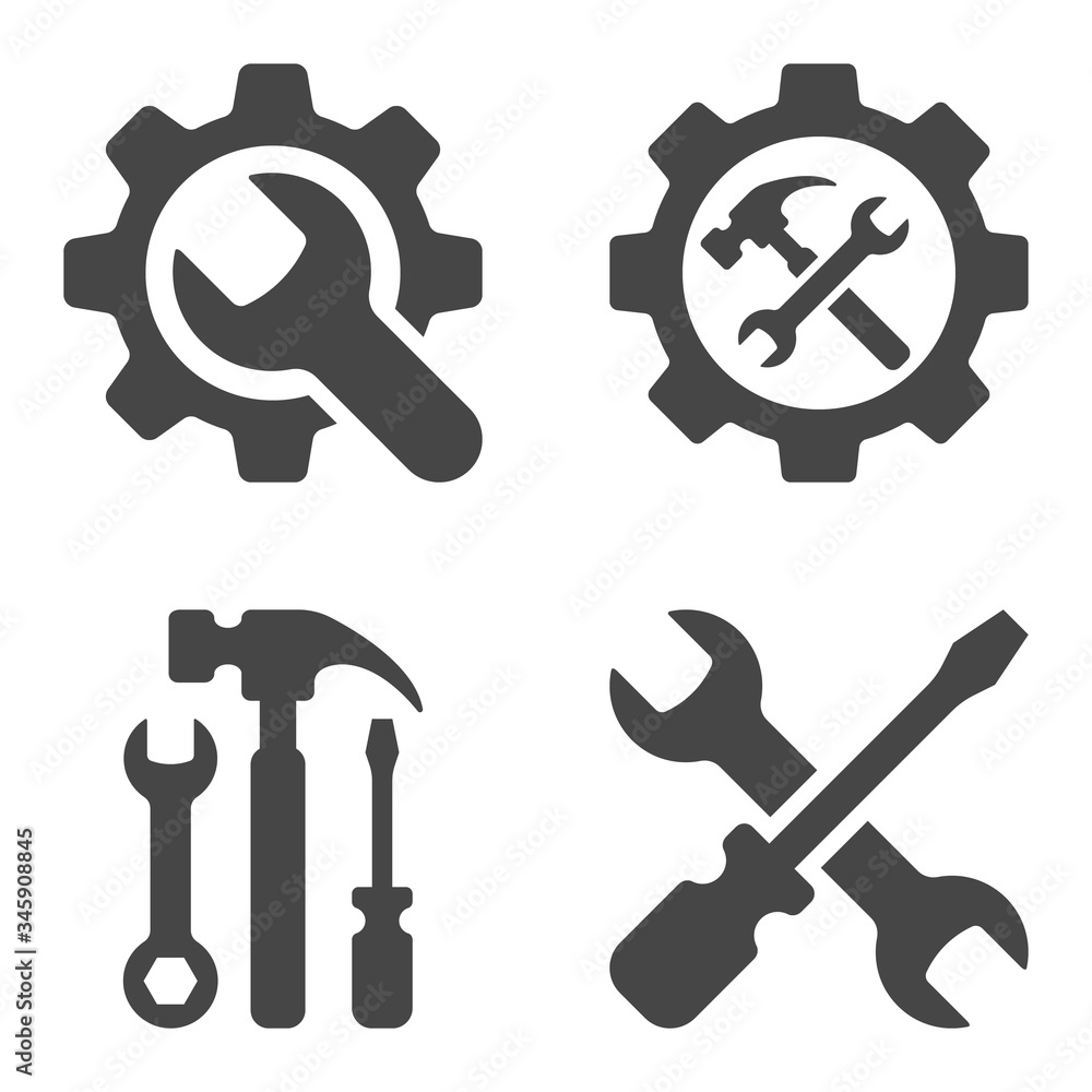Tool icon set in flat style isolated on white background. Tool icon set in flat style isolated on white background.