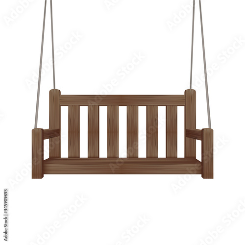 Realistic 3d Detailed Wooden Swing Bench. Vector