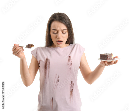 Young woman in dirty clothe...
