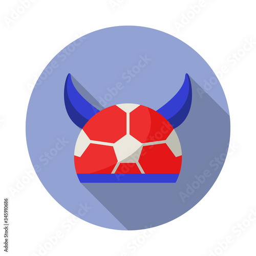 fan cap with horns long shadow icon. Simple color vector of Russian fan atributs icons for ui and ux, website or mobile application