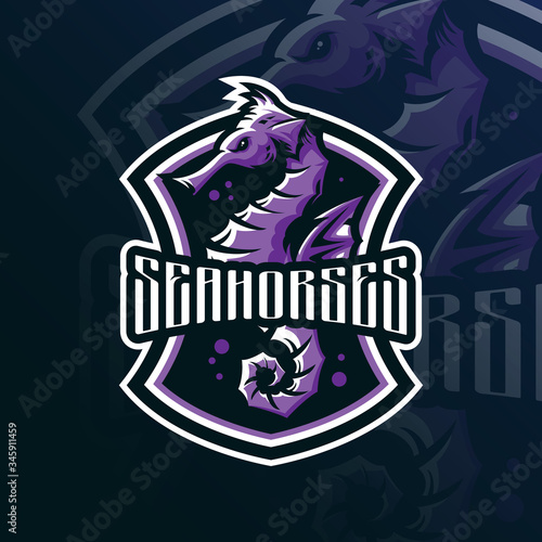 seahorse mascot logo design vector with modern illustration concept style for badge, emblem and tshirt printing. seahorse illustration.