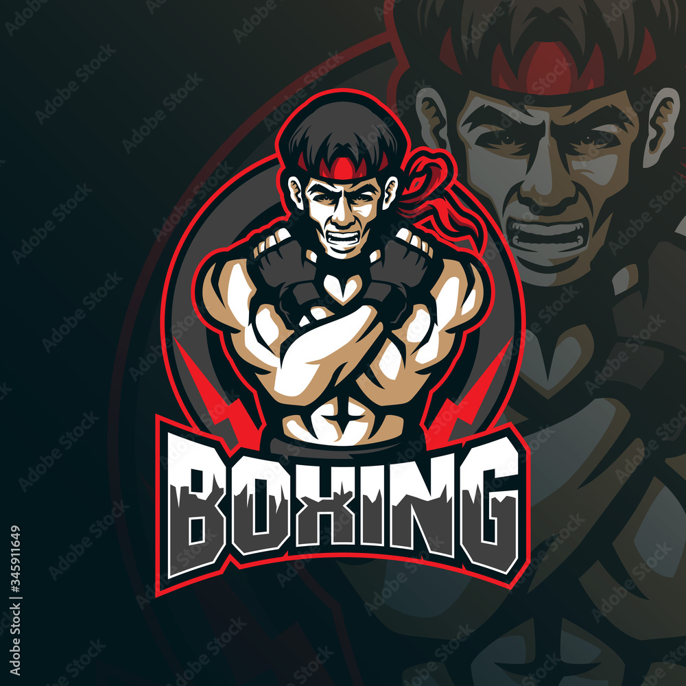 boxing mascot logo design vector with modern illustration concept style for badge, emblem and tshirt printing. boxing illustration for sport team.
